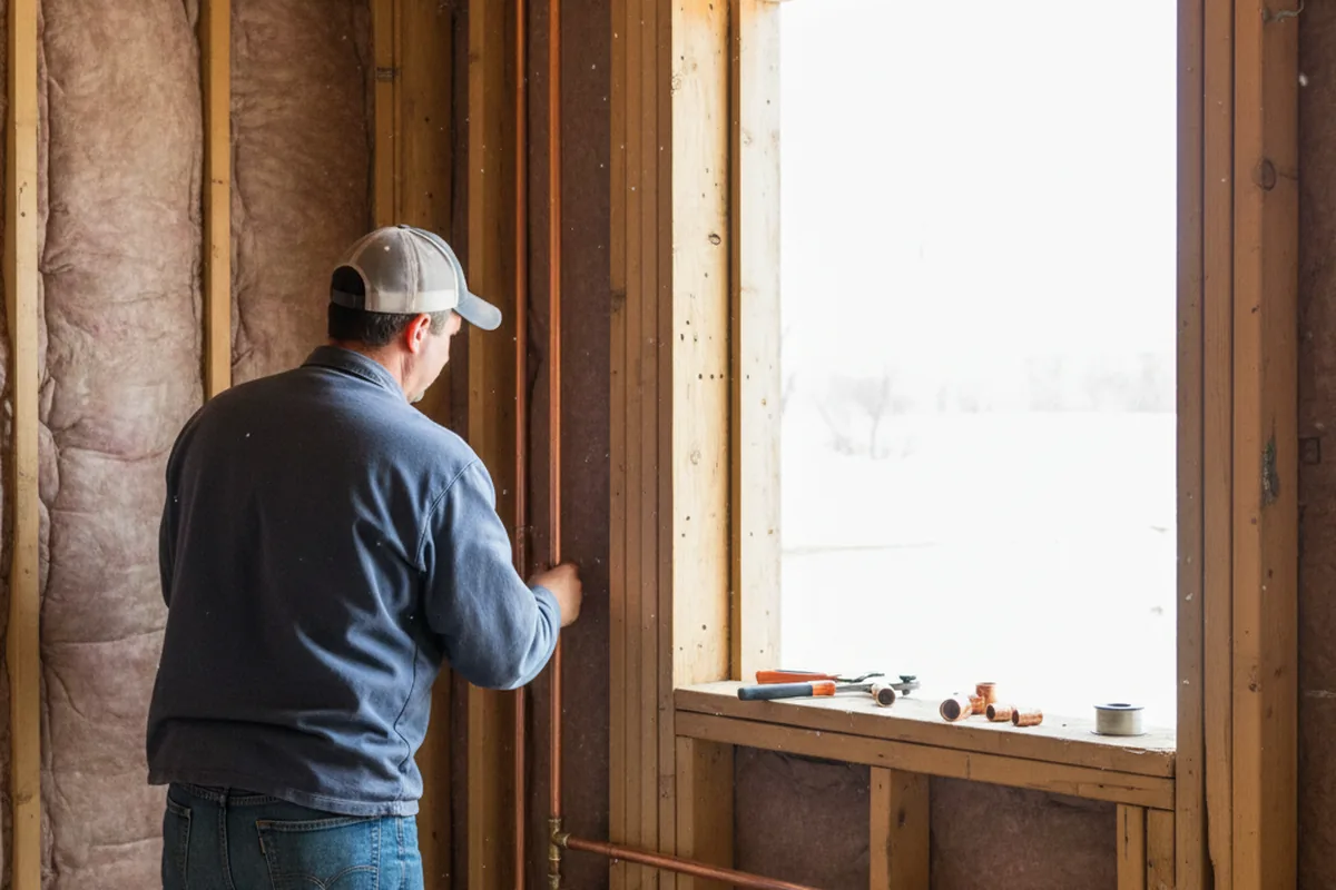 Licensed plumber running new copper supply lines in a Colo home