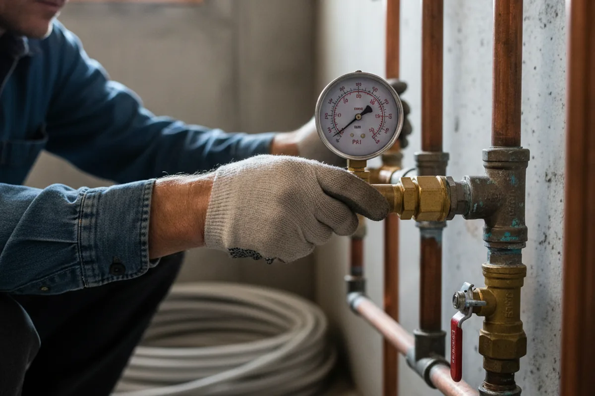 Pressure testing a repaired line during Water Line Repair in Colo